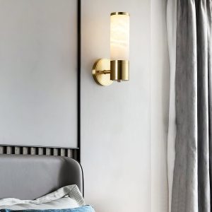 Lampatron - Ścienna cylindryczna alabaster biała, 24×48 cm