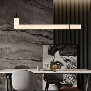 Alabastrowa lampa wisząca Axis linearna 120cm biała