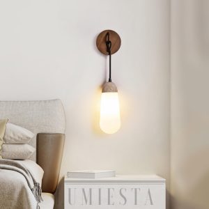 Nowoczesny kinkiet travertynowy łezka beżowy 8cm 20cm