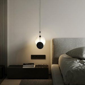 Lampa wisząca nowoczesna okrągła czarna alabastrowa 28cm