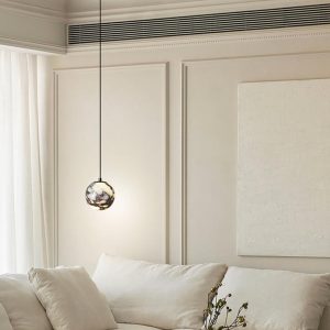 Elige - Marmurowa kulista lampa wisząca 15 cm biała luksusowa