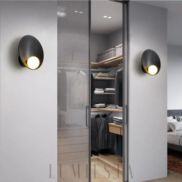 wm_16982495293095132285.jpg Nowoczesna biało-czarna lampa ścienna z okrągłym kloszem