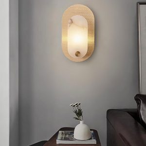 Harlan - Nowoczesna lampa ścienna alabastrowa w mosiądzu