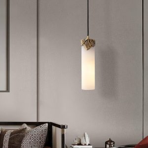 Dansani - Elegancka wisząca Lyra, alabaster i mosiądz