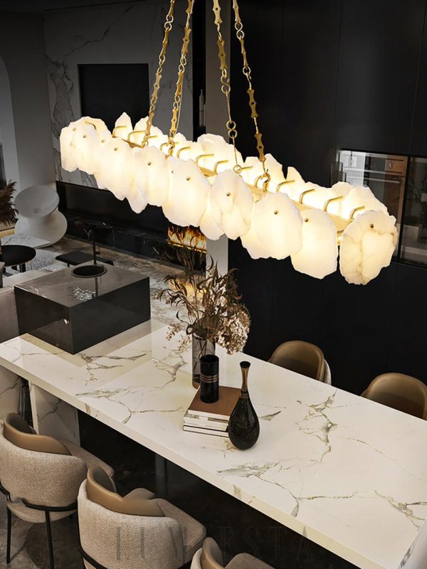 Kensington - Luksusowy alabastrowy żyrandol złoto-biały