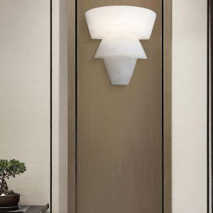 Gobi - Lampa ścienna z alabastru stożkowa, elegancka, kinkiet 23/30cm