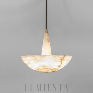 Pollena - Lampa wisząca z naturalnego alabastru, złota, Ø50/70cm