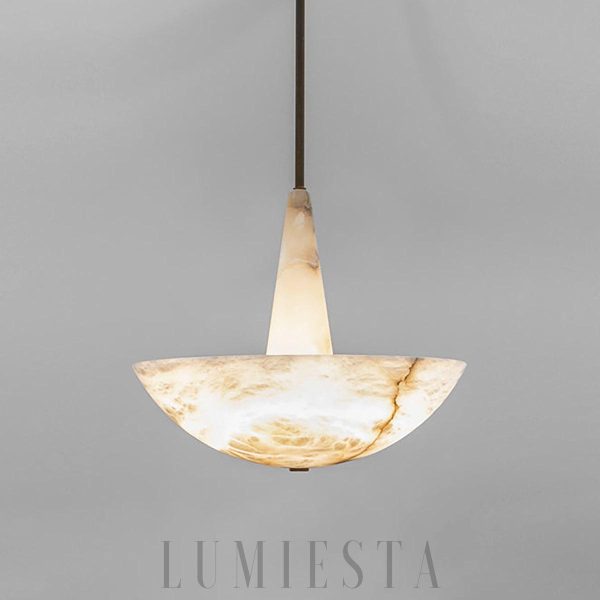 Pollena - Lampa wisząca z naturalnego alabastru, złota, Ø50/70cm