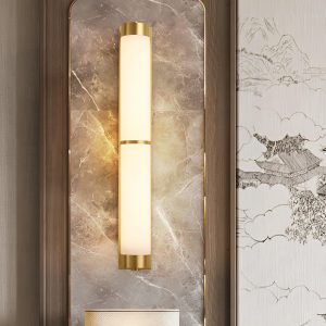 Vinson - Nowoczesna lampa ścienna z alabastru, mosiądz