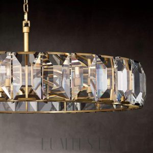 Feniks - Elegancka lampa wisząca szklana 108 cm mosiężna