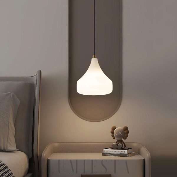 Alabastrowa lampa wisząca łezka do sypialni 17cm złoty biały