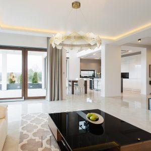 Portland - Żyrandol diamentowy okrągły, mosiądz i alabaster