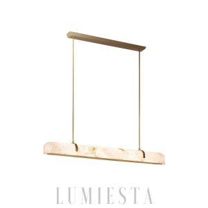 Yunika - Żyrandol z Alabastru - Mosiądz 90/120/150 cm – Elegancka lampa wisząca nad stół