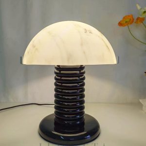 Miran - Lampa stołowa Alabaster 30 cm, czarna podstawa