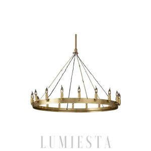 Żyrandol Camino Vintage 98 cm Okrągły Mosiądz/Czarny