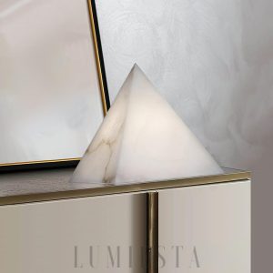 Chopes - Stołowa lampa piramida z alabastru 20 cm biała