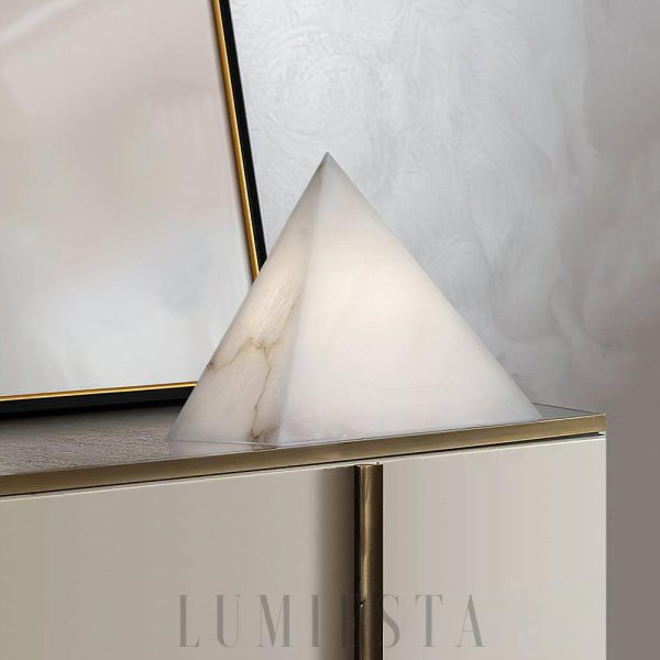 Chopes - Stołowa lampa piramida z alabastru 20 cm biała