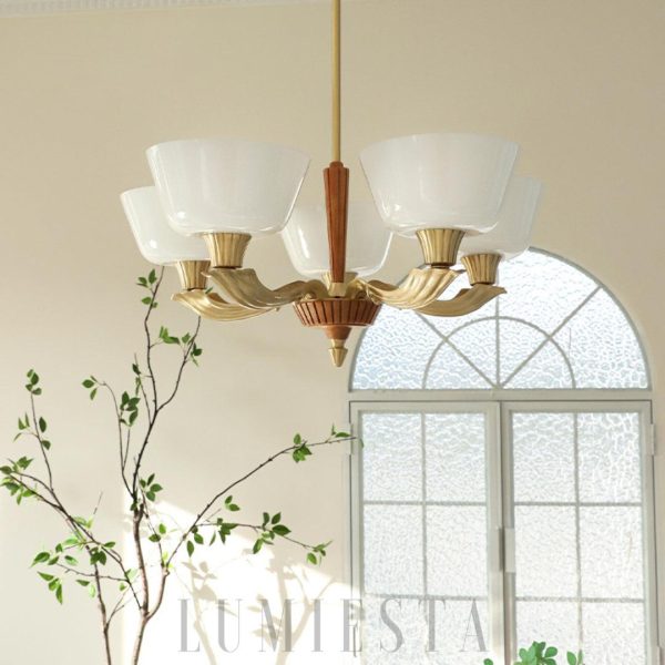 Nowoczesny żyrandol Ascher w stylu klasycznym Biały Beżowy