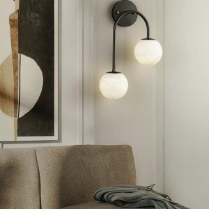 Tarim - Nowoczesna lampa ścienna alabastrowa mosiężna 30 cm