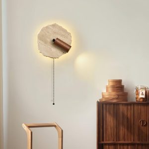 Nieregularny okrągły kinkiet trawertynowy 23cm beżowy