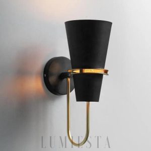 Elegancka lampa ścienna czarna ze złotym akcentem