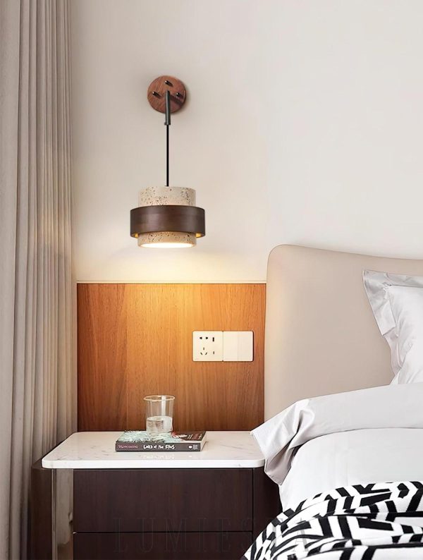 Stonova - Kinkiet Cylinder z Travertynu, Beż z Orzechem