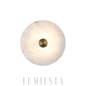 Palawan - Alabastrowa lampa ścienna dyskowa, biało-złota