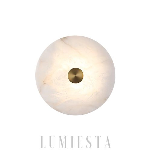 Palawan - Alabastrowa lampa ścienna dyskowa, biało-złota