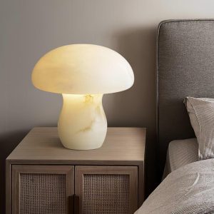 Corsica - Lampa stołowa Alabaster, styl grzybek, 30 cm