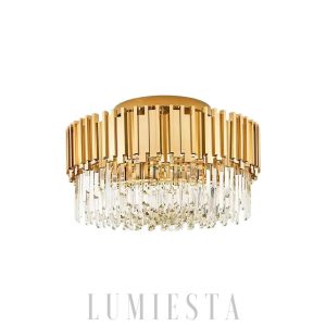 Nowoczesna lampa sufitowa z kryształami, złota/chrom