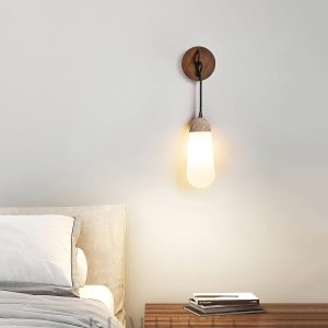 Nowoczesny kinkiet travertynowy łezka beżowy 8cm 20cm