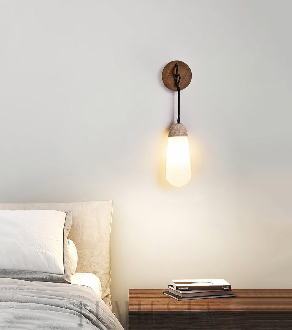 Nowoczesny kinkiet travertynowy łezka beżowy 8cm 20cm