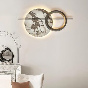 Elegancka lampa ścienna LED marmurowa okrągła 112 cm