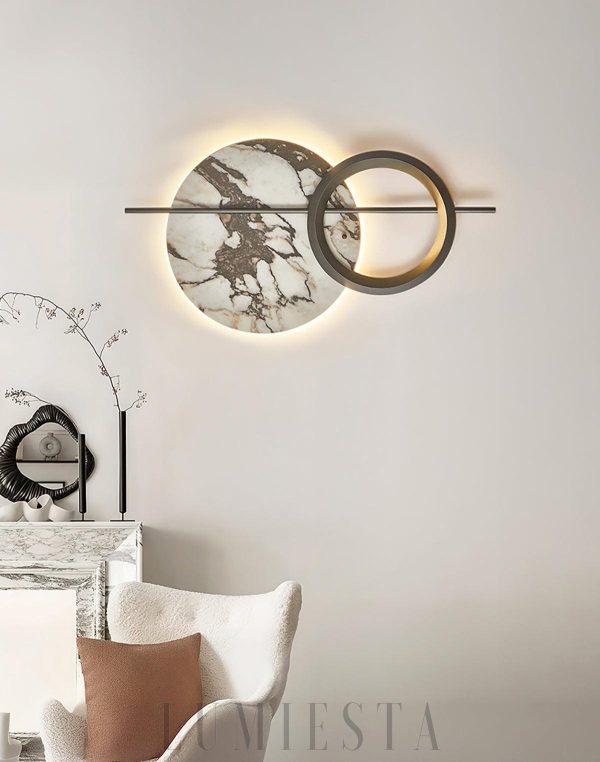 Elegancka lampa ścienna LED marmurowa okrągła 112 cm