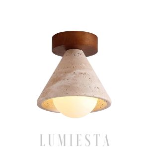 Lampa sufitowa trawertyn stożek 16cm 15cm beżowo orzechowa