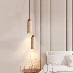 Lampa wisząca z naturalnego trawertynu w stylu skandynawskim, 1-punktowa, 4 warianty