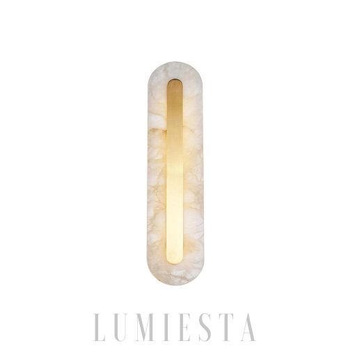 Oval - Lampa ścienna z Alabastru, złota/biała, wysokość 35/50/60 cm - Kinkiet LED do salonu