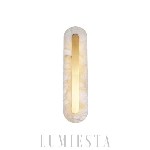 Oval - Lampa ścienna z Alabastru, złota/biała, wysokość 35/50/60 cm - Kinkiet LED do salonu