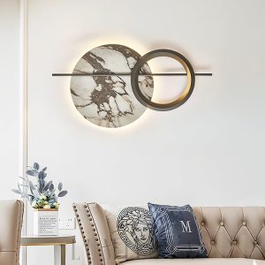 Elegancka lampa ścienna LED marmurowa okrągła 112 cm