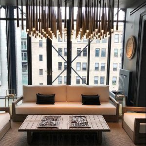 Anelo - Lampa wisząca mosiężna z kryształami 10-ramienna