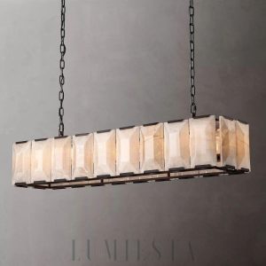 Lampa wisząca Harson Calcite 62" prostokątna mosiądz/czarny