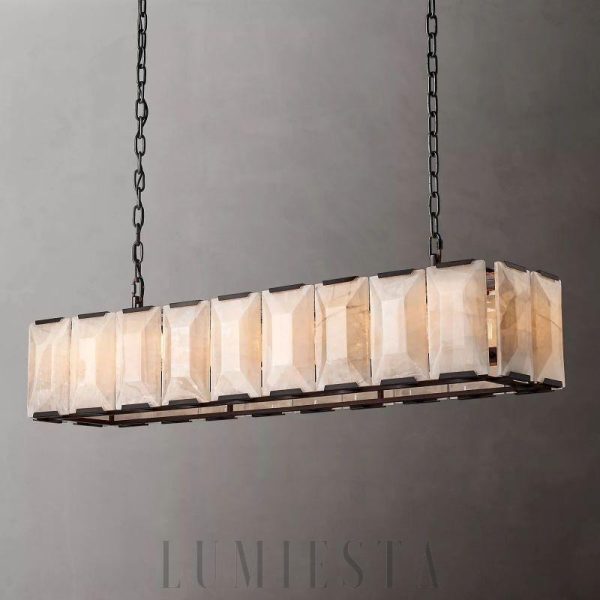 Lampa wisząca Harson Calcite 62" prostokątna mosiądz/czarny