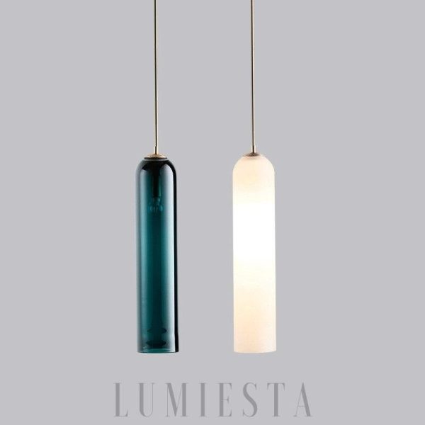 Lampa wisząca szklana w kształcie tuby elegancki design