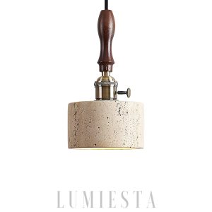 Lampa cylinderowa trawertyn beżowy złoty elegancka 12cm 22cm