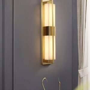 Illimani - Nowoczesny kinkiet mosiężny z alabastrem