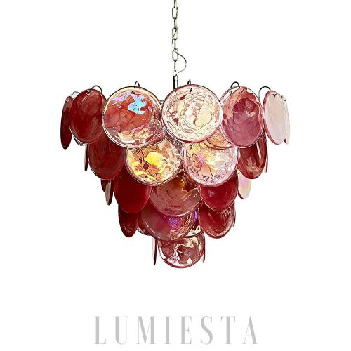 Różowy Lampa Wisząca Dysk Murano 70cm Stylowy Akcent