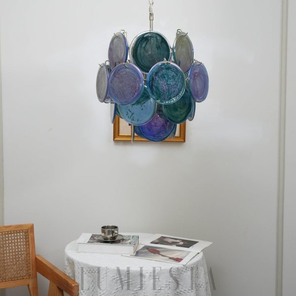 Lampa sufitowa Vintage Murano z niebieskiego szkła 45cm