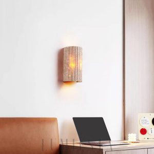 Petra - Beżowa lampa ścienna, półwalec z trawertynu