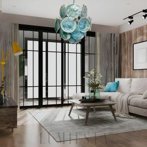 Lampa sufitowa Vintage Murano z niebieskiego szkła 45cm