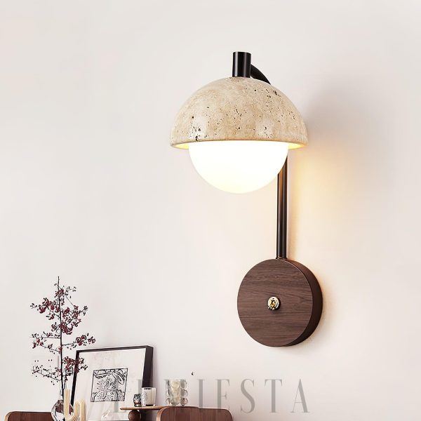 Wella - Lampa ścienna Travertine, nowoczesna, orzech